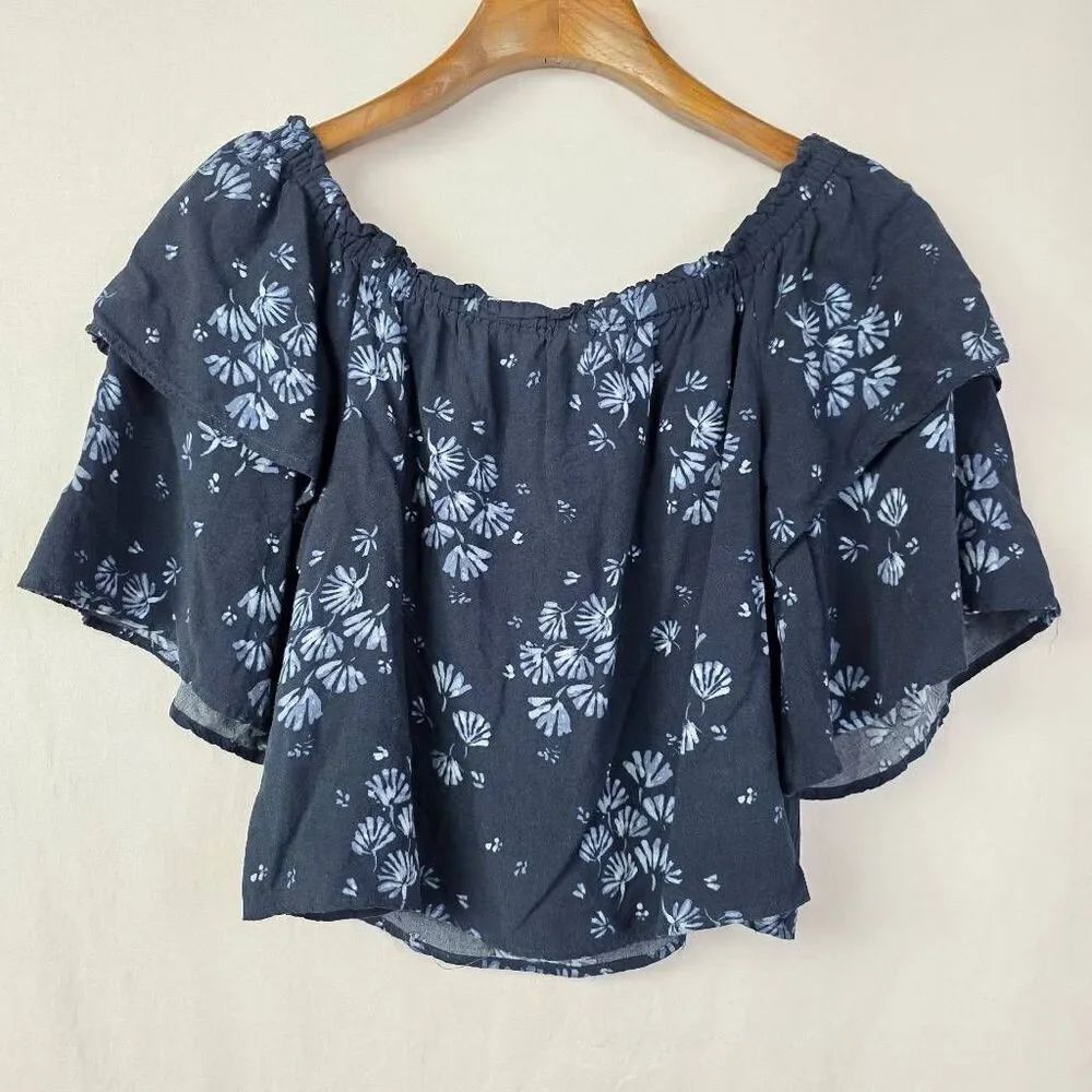 Jack BBāDakota Off Shoulder Crop Top Blue S